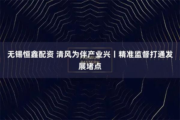 无锡恒鑫配资 清风为伴产业兴丨精准监督打通发展堵点